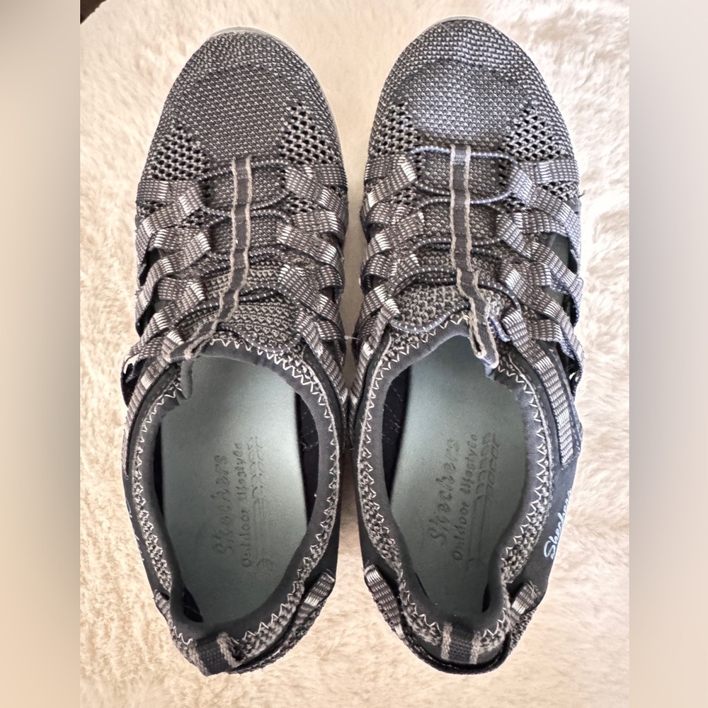 Skechers Charcoal and Light Gray Knit Sneakers Gardening or Water shoes